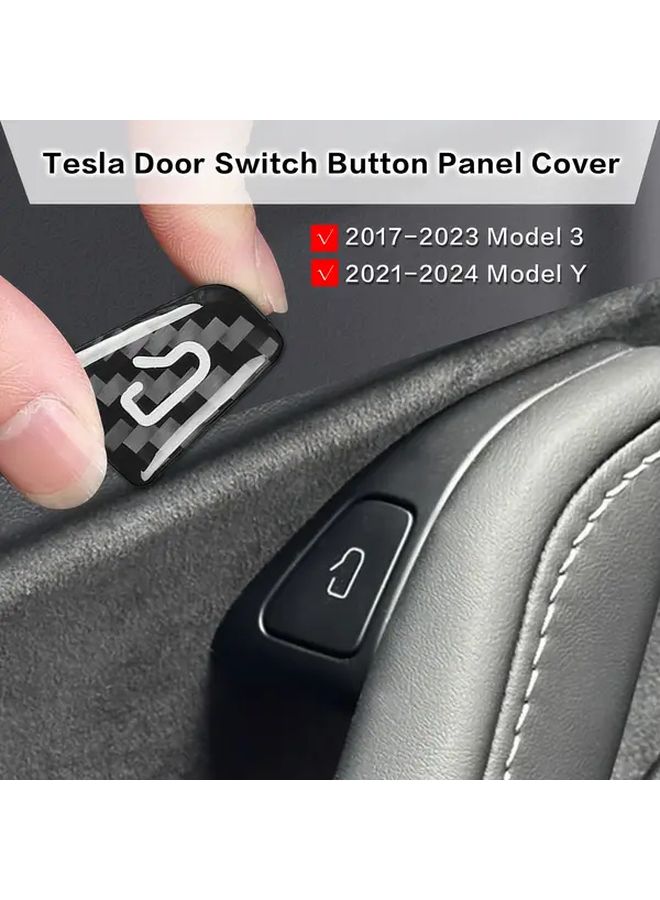 Red Carbon Fiber 4 Pcs Car Door Switch Button Panel Covers For 2024 2025 Model 3 Y - Image 2