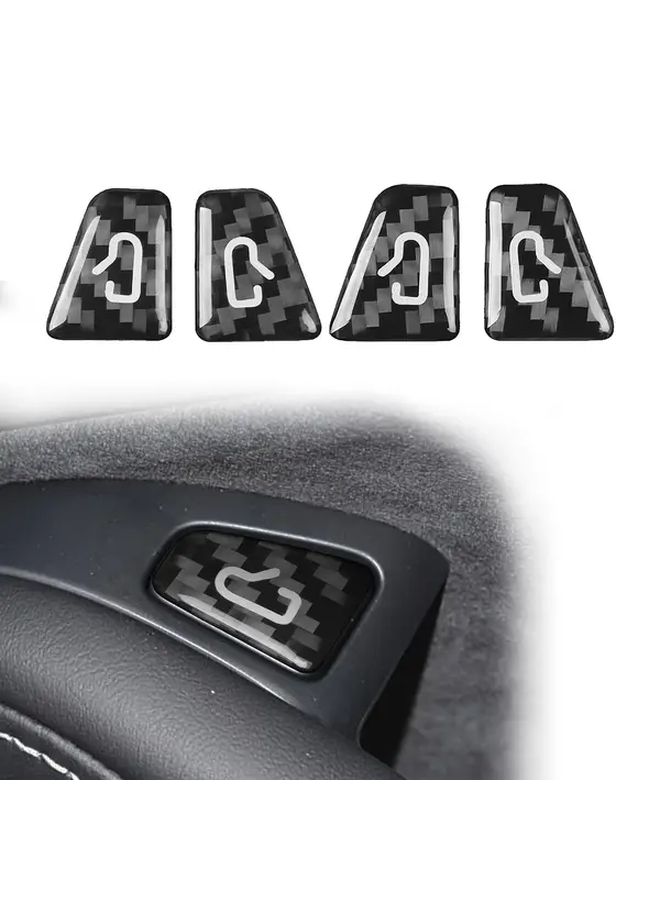 Red Carbon Fiber 4 Pcs Car Door Switch Button Panel Covers For 2024 2025 Model 3 Y - Image 1