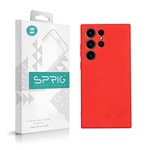 SPRIG Cases Compatible with Samsung Galaxy S23 Ultra 5G Phone TPU Basic Premium Back Cover Drop Tested Shock Proof Case for Boys and Girls with Camera Protection (Red) - Image 1