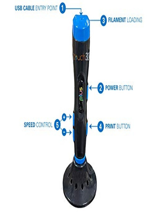 WOL 3D قلم الطباعة ثلاثية الأبعاد WOL3D I Touch Plus مزود بـ 10 خيوط PLA (5 أمتار)، تحكم في السرعة، تنظيم متطور لدرجة الحرارة، شاشة OLED وتصميم مريح. - Image 4