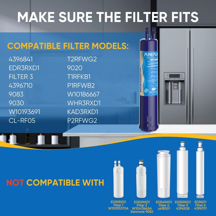 Pure Plus Pureplus Compatible With 4396841  4396710  Everydrop Filter 3  Edr3Rxd1  46-9083  46-9030  9030  9083  Refrigerator Water Filter  2Pack - Image 2