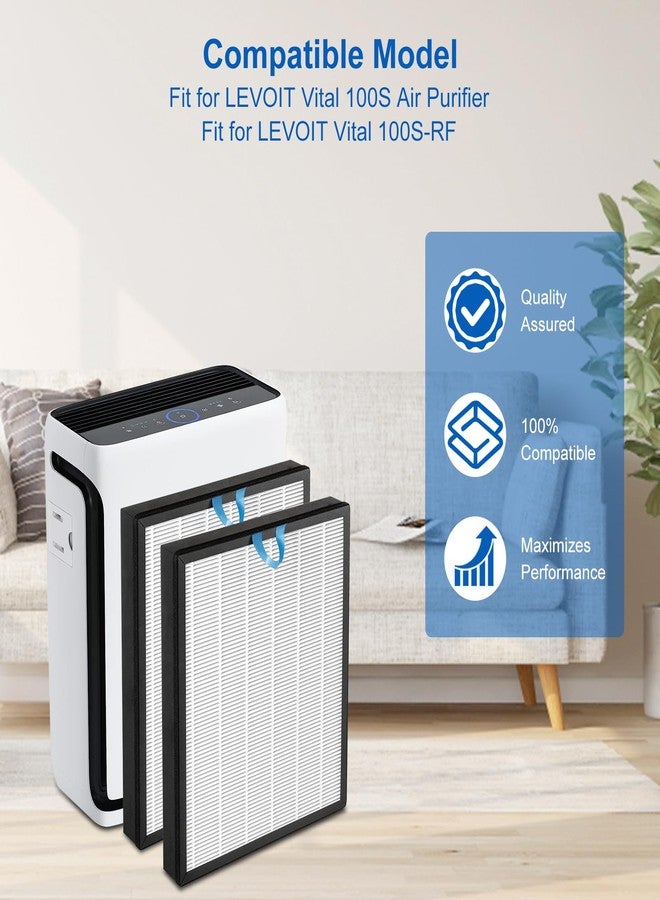 NXBHG فلتر بديل لجهاز تنقية الهواء Vital 100S، متوافق مع أجهزة Levoit Vital 100S وVital 100S-P، فلتر جسيمات وفلتر كربون نشط لإزالة رائحة الدخان، مناسب لغرف المعيشة والنوم، Vital 100S-RF (LRF-V102-WUS)، أبيض، عبوة من قطعتين - Image 2