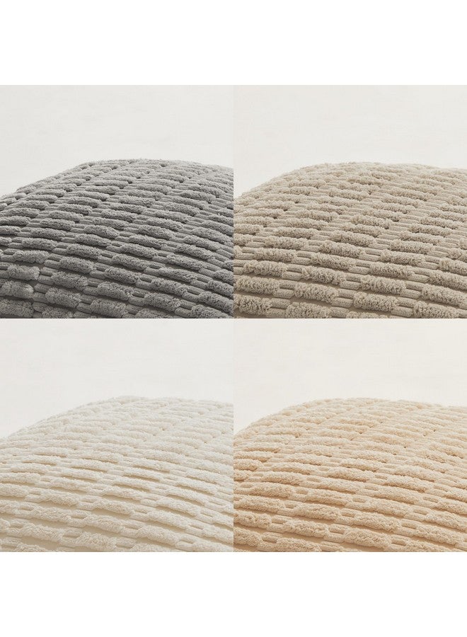 Fancy Homi Fancy Homi 4 Packs Neutral Big Decorative Throw Pillow Covers 24x24 Inch for Living Room Couch Bed Sofa, Rustic Farmhouse Boho Home Decor, Soft Plush Striped Corduroy Square Cushion Case 60x60 cm  - Image 5
