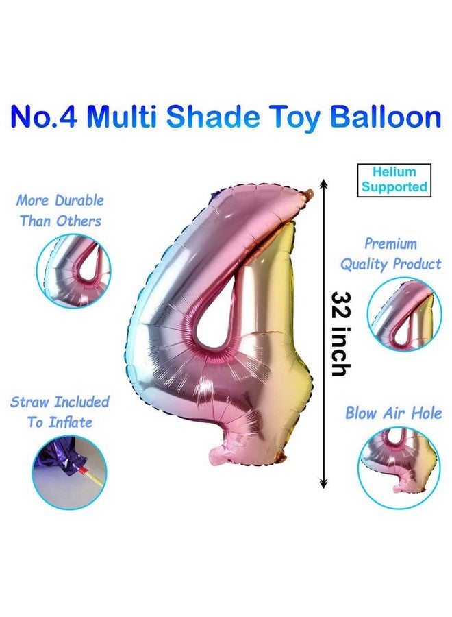 Shopperskart Multicolor 32 Inches Numbers 4 Shape Large Big Foil Helium Balloons For Party Decorations In Happy Birthday Anniversary Office Items Materials Set Pack,13 Pcs - Image 3
