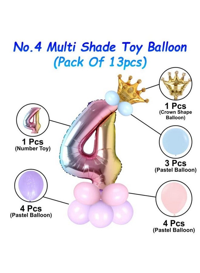 Shopperskart Multicolor 32 Inches Numbers 4 Shape Large Big Foil Helium Balloons For Party Decorations In Happy Birthday Anniversary Office Items Materials Set Pack,13 Pcs - Image 2