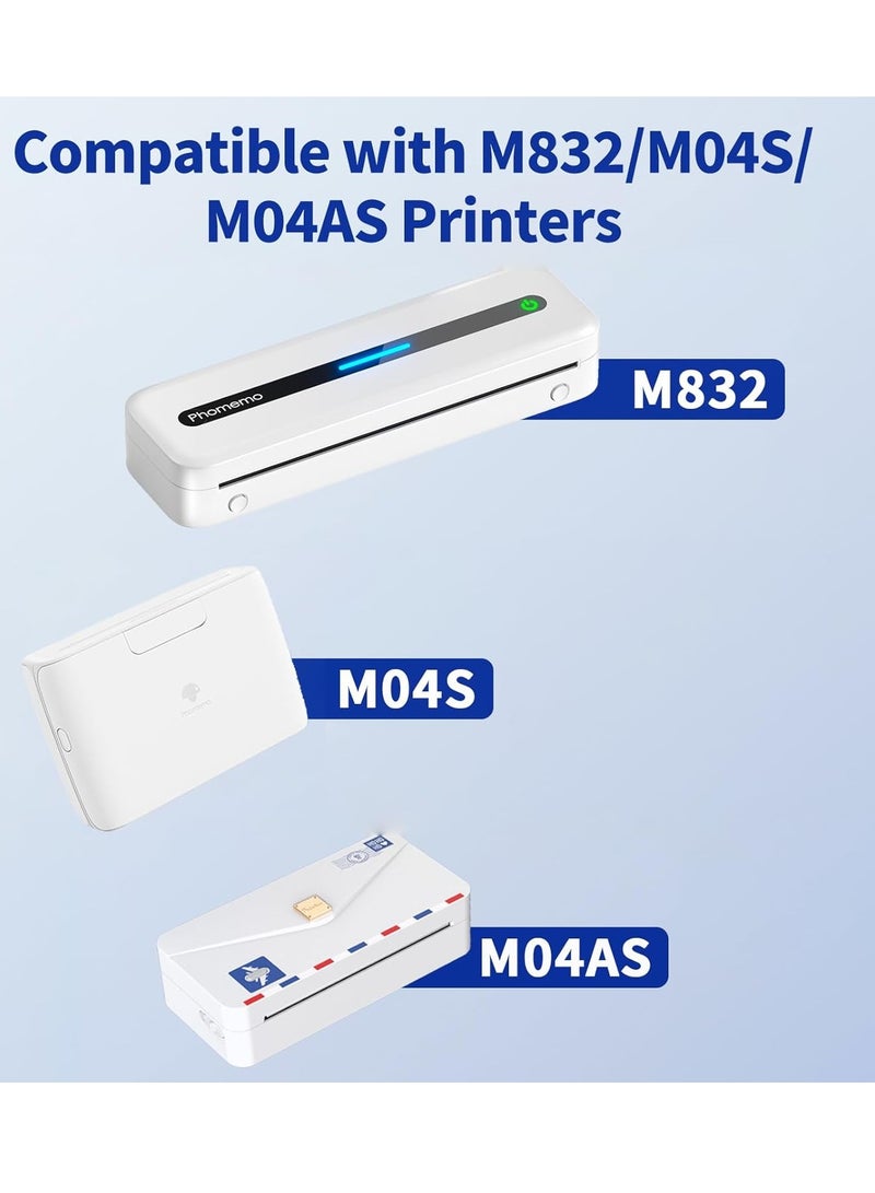 Terabyte طابعة محمولة M832,831 ورق حراري، ورق حراري A4، طباعة حرارية متقدمة، ورق لفة حراري متوافق مع طابعة M08F M832 M834 المحمولة، 2 لفة - Image 4