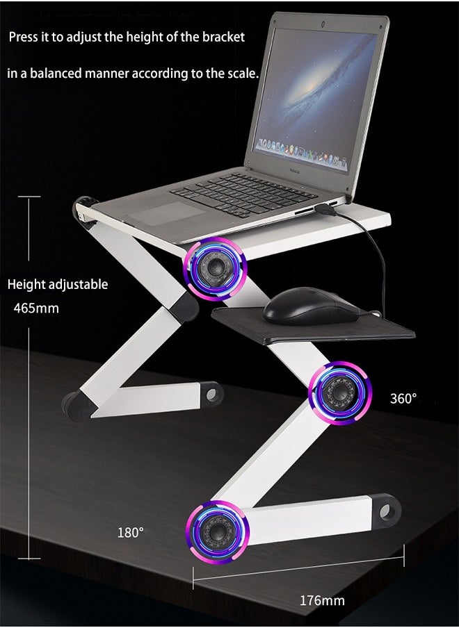 Miya Laptop Stand Adjustable Height for Desk, Portable Lap Table with Cooling Fan for 15.6 Inch Notebook Lightweight Foldable Computer Riser for Couch Bed Sofa Home Office  - Image 2