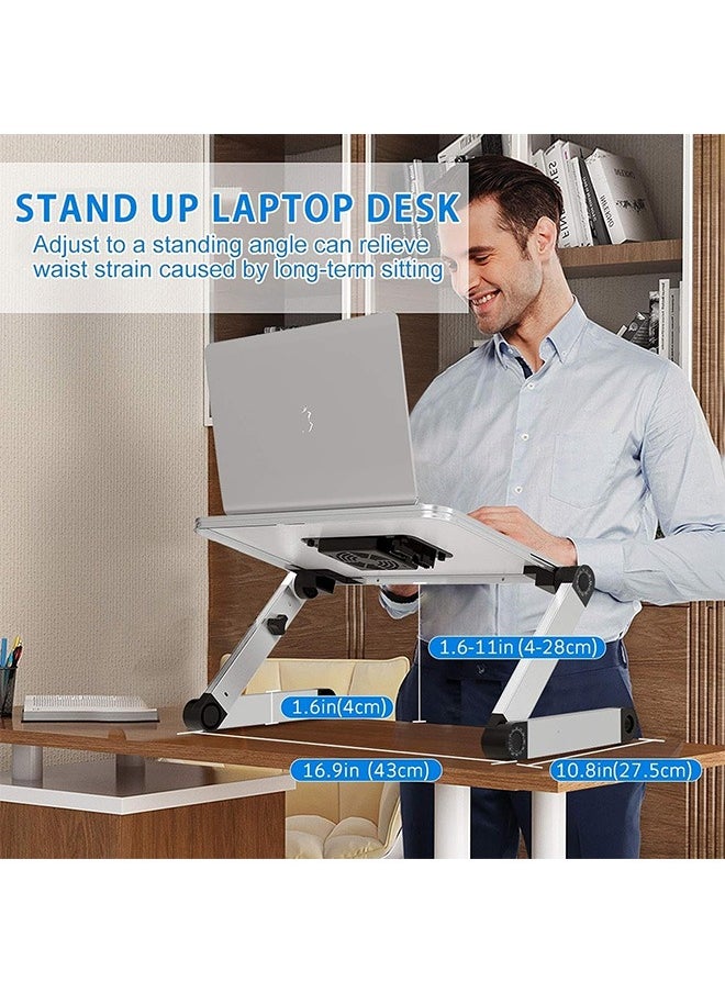 Miya Laptop Stand Adjustable Height for Desk, Portable Lap Table with Cooling Fan for 15.6 Inch Notebook Lightweight Foldable Computer Riser for Couch Bed Sofa Home Office  - Image 4