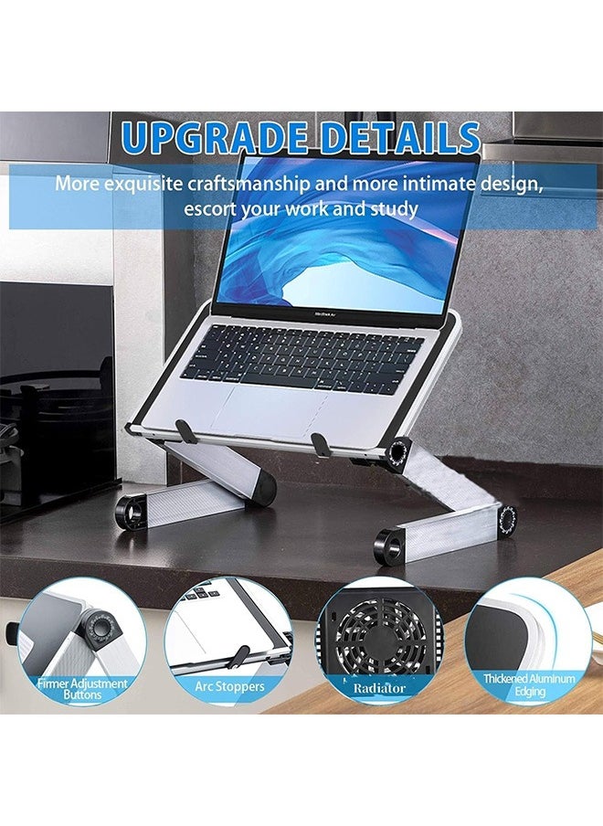 Miya Laptop Stand Adjustable Height for Desk, Portable Lap Table with Cooling Fan for 15.6 Inch Notebook Lightweight Foldable Computer Riser for Couch Bed Sofa Home Office  - Image 3