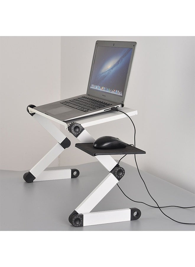 Miya Laptop Stand Adjustable Height for Desk, Portable Lap Table with Cooling Fan for 15.6 Inch Notebook Lightweight Foldable Computer Riser for Couch Bed Sofa Home Office  - Image 1