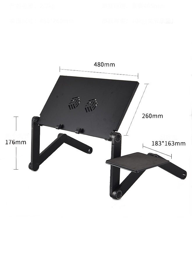 Laptop Stand Adjustable Height for Desk, Portable Lap Table with Cooling Fan for 15.6 Inch Notebook Lightweight Foldable Computer Riser for Couch Bed Sofa Home Office