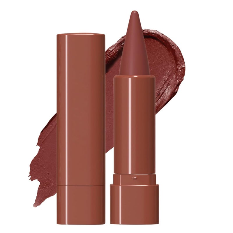 Erinde 2in1 Lip Liner and Lipstick Lip Combo Set Matte Nude Dark Brown Red Lip Liners Creamy Lip Pencil High Pigmented Long Lasting Waterproof Smudge Proof Lip Liner Lipstick Crayon Makeup 03