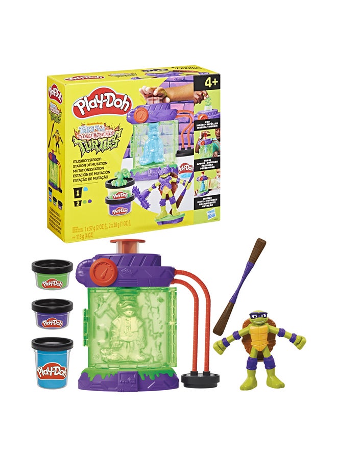 Play-Doh مجموعة بلاي دو - محطة تحولات سلاحف النينجا المراهقة، شخصية دوني القابلة للانحناء بطول 4 إنش، فنون وحرف للأطفال، ألعاب سلاحف النينجا للأولاد والبنات 4+ - Image 2