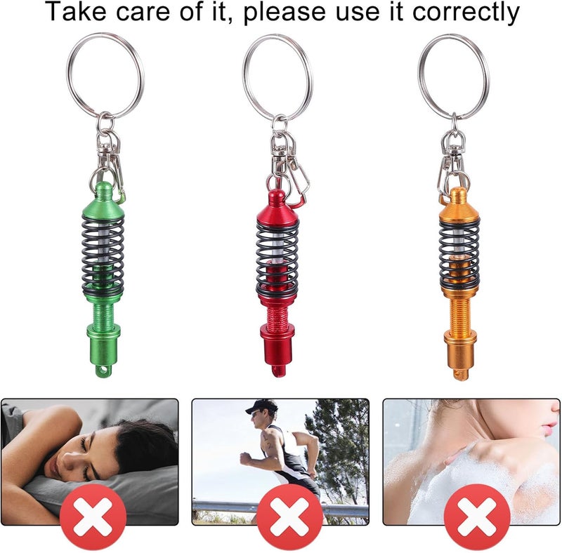 3pcs Car Spring Pendant Key Chain Set with Red, Gold, Green Model Keyrings for Automotive Interior Accessories, Decorative Bag and Key Holder for Men and Women - Image 2