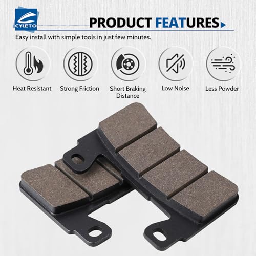 Cyleto Front and Rear Brake Pads for Honda CBR600RR 2003-2004 CBR600 F1 F2 F3 F4 F4i F5 F6 Sport 1999-2007 CBR900RR Fireblade 1998-2003 CBR954RR 2002-2003 CBR929RR 2000-2001 - Image 5