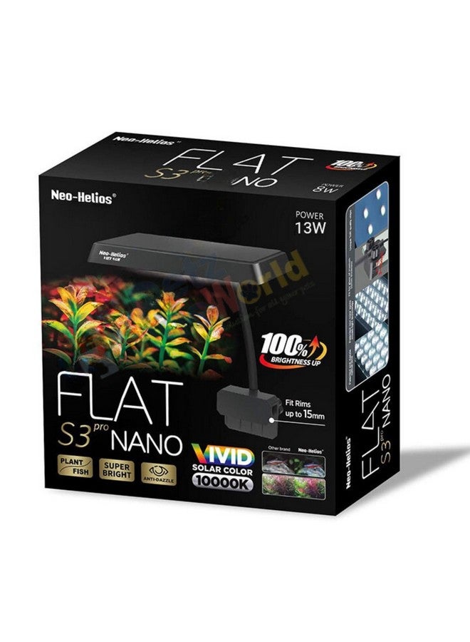 VAYINATO Neohelios Flat Nano S3 Pro (13W) Full Spectrum Vivid Solar Colour 10000K|High Brightness Clip On Back Planted Aquarium Fish Tank Light, led - Image 1