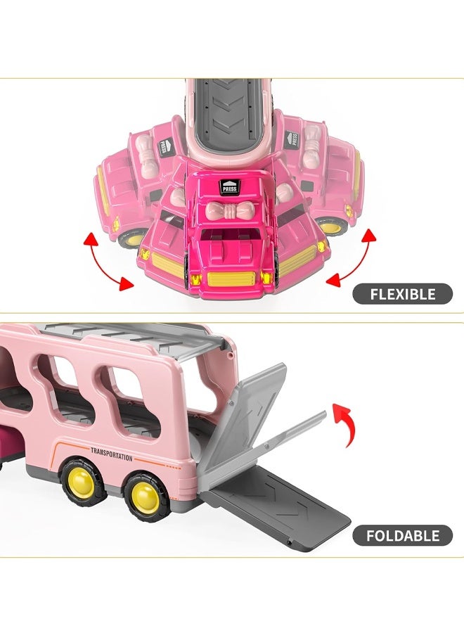 ألعاب الشاحنة الصغار للبنات لمدة 3 4 5 5 سنوات ، سيارة مركبة تعمل بالاحتكاك 5-في 1 ، تم تعيينها للأطفال الصغار 3-6 ، ألعاب الناقل للأطفال 3-5 ، هدايا أعياد الميلاد للأولاد 3-9 - Image 4