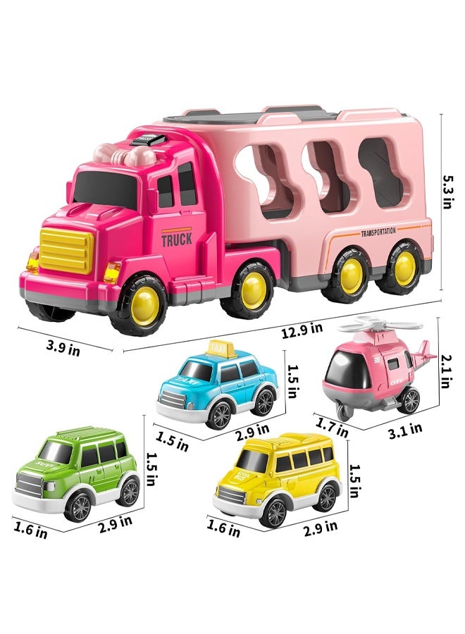 ألعاب الشاحنة الصغار للبنات لمدة 3 4 5 5 سنوات ، سيارة مركبة تعمل بالاحتكاك 5-في 1 ، تم تعيينها للأطفال الصغار 3-6 ، ألعاب الناقل للأطفال 3-5 ، هدايا أعياد الميلاد للأولاد 3-9 - Image 2