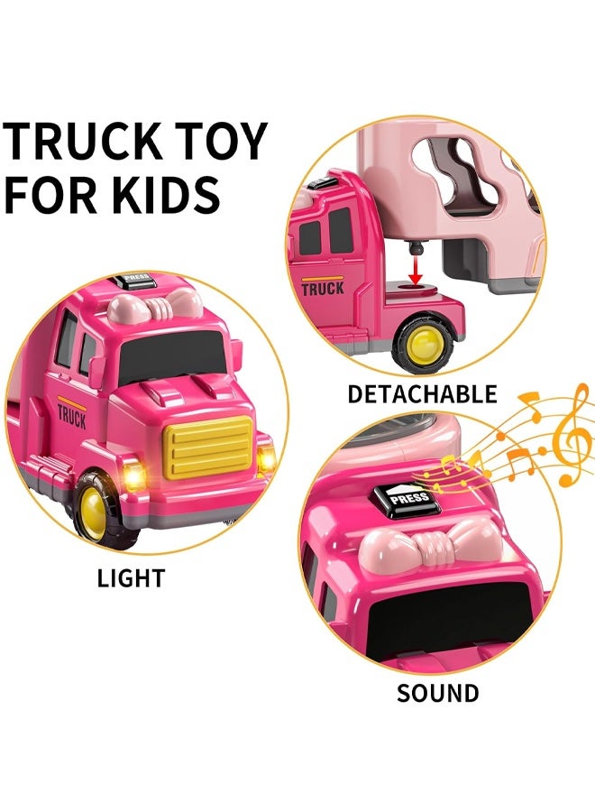 ألعاب الشاحنة الصغار للبنات لمدة 3 4 5 5 سنوات ، سيارة مركبة تعمل بالاحتكاك 5-في 1 ، تم تعيينها للأطفال الصغار 3-6 ، ألعاب الناقل للأطفال 3-5 ، هدايا أعياد الميلاد للأولاد 3-9 - Image 3