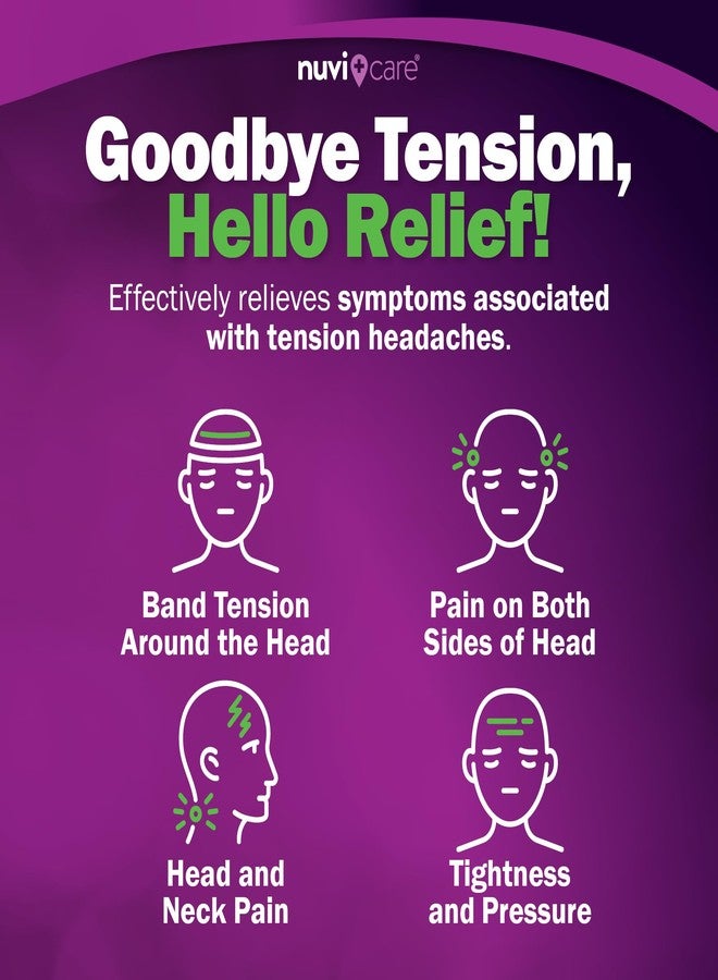 Nuvicare Tension Headache Relief Pills with 500mg Acetaminophen and 65mg Caffeine - Non Aspirin Pain Reliever Aid - Compare to Active Ingredient in Aspirin Free Excedrin Tension Headache (100 Caplets - Image 4
