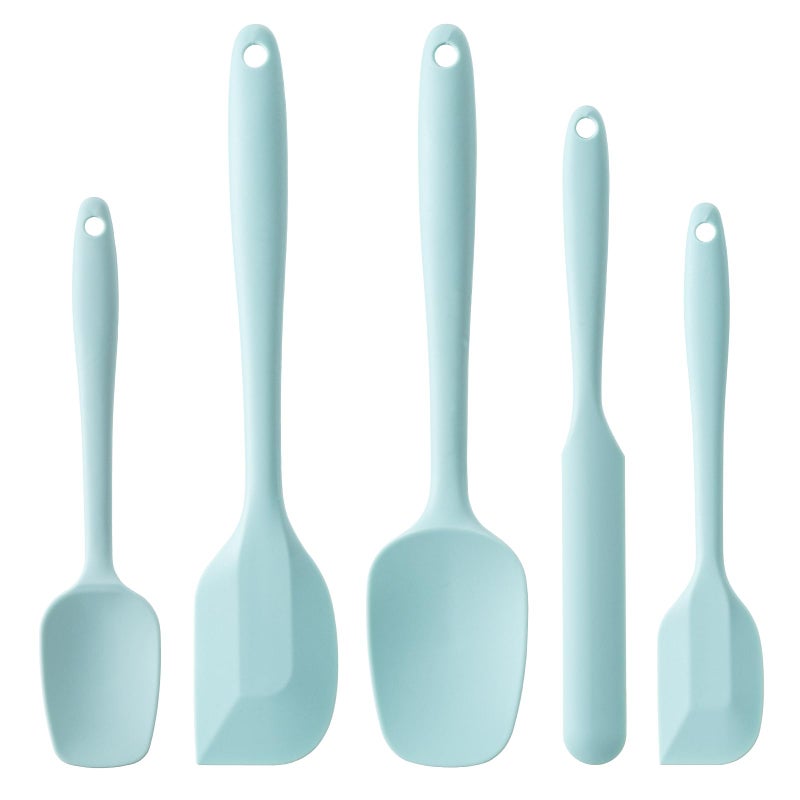 Hoewina Silicone Spatula Set  5 Piece Food Grade Rubber Spatulas for Baking  Cooking  and Mixing High Heat Resistant Non Stick Dishwasher Safe BPA-Free (Macaron blue) - Image 1