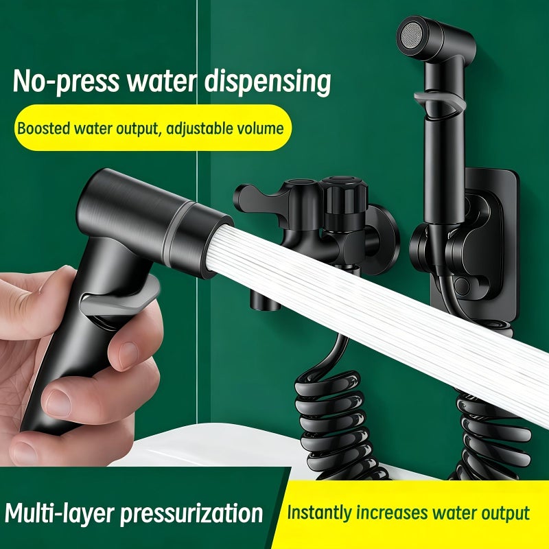 2 Pcs Chrome ABS Telescopic Bidet Sprayer Kit Silvery Handheld Toilet Spray Gun With Spring Hose High Pressure Bidet Shower For Personal Hygiene Pet Washing Floor Cleaning - Image 4