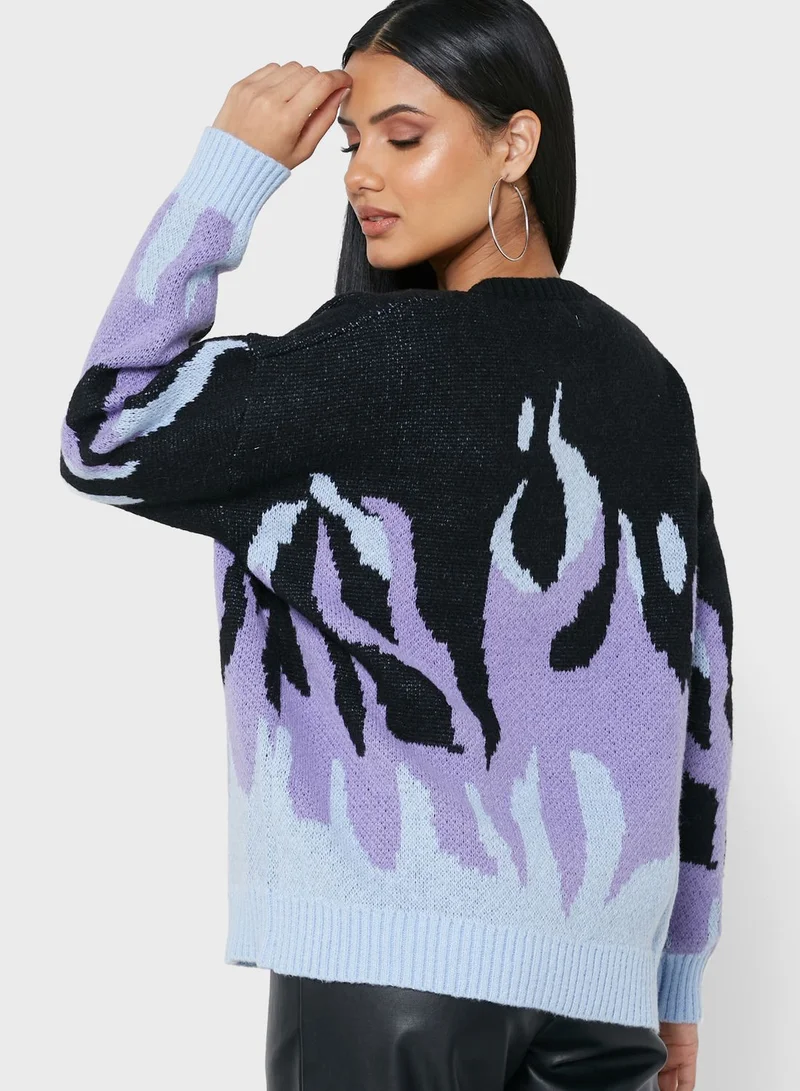Ginger Flame Print Sweater