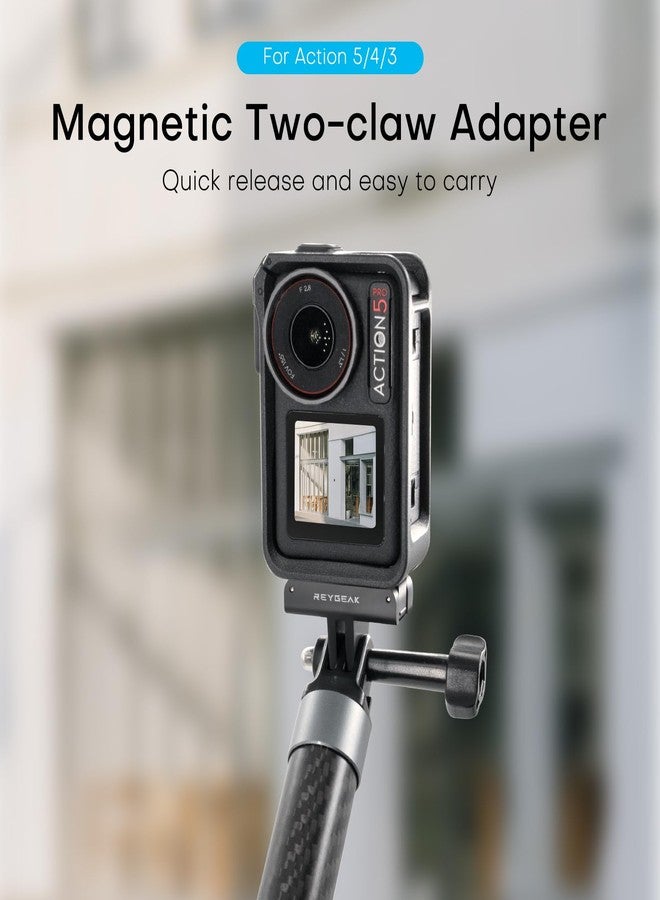 REYGEAK Quick Release Mount for DJI OSMO Action 5 Pro/4/3,Magnetic Adapter Mount with Dual-Claws for DJI Osmo Action Accessories(2 Pack) - Image 2