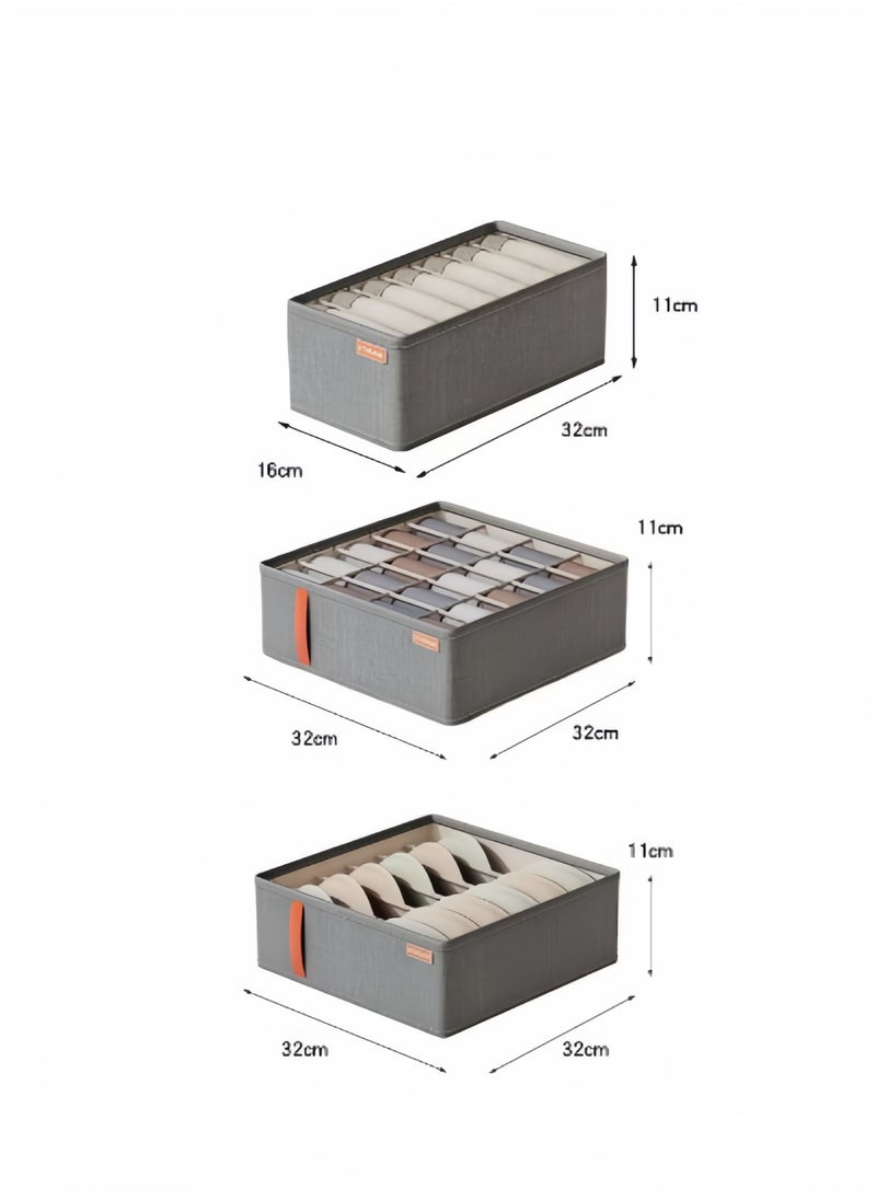 MIXDE Underwear Storage Box,Set Of 3 Foldable Divider Organizers,Closet Storage Boxes For Socks,Bras,Ties  - Image 1
