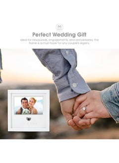 بيرل هيك إطار صور تذكاري على شكل قلب وبصمة إبهام ومجموعة حبر، إطار صورة مثبت على الطاولة والحائط، سجل زفاف، هدايا حفل استقبال الزفاف أو حفل توديع العزوبية، صورة مقاس 4X6، بيضاء  - Image 5