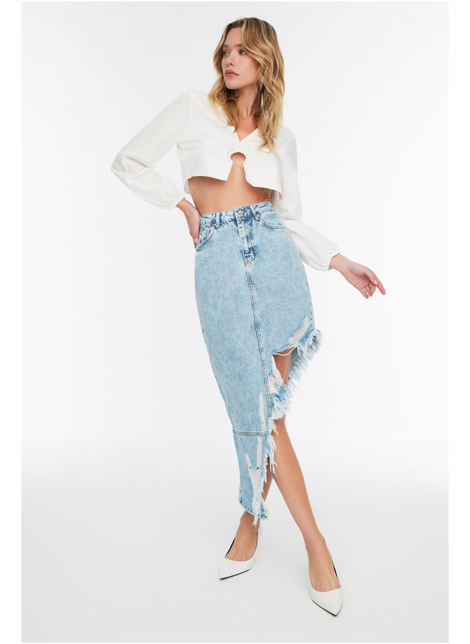 trendyol - Skirt - Blue - Midi - Image 1