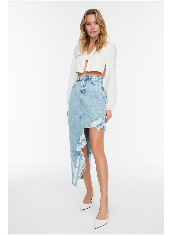 trendyol - Skirt - Blue - Midi - Image 1