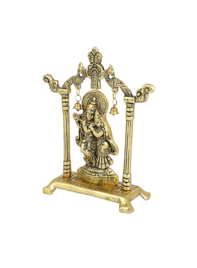 Collectible India Metal Gold Plated Radha Krishna Idol Sculpture Statue Figurine Decorative Showpiece for Janmashtami Home Decoration Temple and Gift (Size 7 x 5 Inches) (1 Pieces) - Image 4