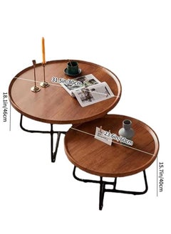 Coffee Table Set of 2, Round Nesting Table for Living Room, Wood Round Coffee Table Industrial End Table Side Tables Living Room Modern Side Table Coffee Table Decor Sturdy Metal Fram - pzsku/ZF41AB27A220BE16B94B1Z/45/_/1725177623/4b130e62-b728-42cb-af9e-d02fa2d5cca1