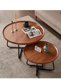 Coffee Table Set of 2, Round Nesting Table for Living Room, Wood Round Coffee Table Industrial End Table Side Tables Living Room Modern Side Table Coffee Table Decor Sturdy Metal Fram - pzsku/ZF41AB27A220BE16B94B1Z/45/_/1725177674/435be733-0a88-4eae-888e-cb64ec7c7be2