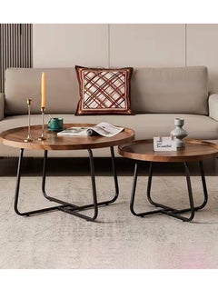 Coffee Table Set of 2, Round Nesting Table for Living Room, Wood Round Coffee Table Industrial End Table Side Tables Living Room Modern Side Table Coffee Table Decor Sturdy Metal Fram - pzsku/ZF41AB27A220BE16B94B1Z/45/_/1725178091/fbcbadf7-46ae-4f58-9737-94e6d70f9c9f