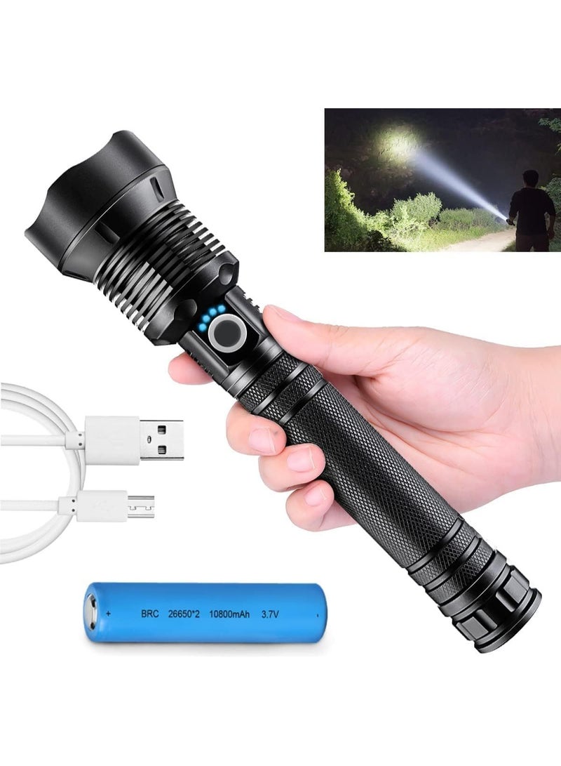 Bukela Rechargeable LED Flashlight, 990000 Lumens XHP90.2 Super Bright Tactical Flashlights with Zoomable 5 Modes Waterproof Flash Light for Camping Emergencies Outdoor Indoor - Image 1