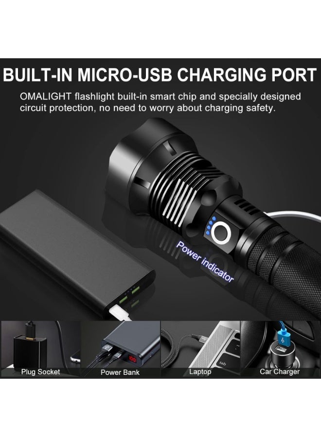 Bukela Rechargeable LED Flashlight, 990000 Lumens XHP90.2 Super Bright Tactical Flashlights with Zoomable 5 Modes Waterproof Flash Light for Camping Emergencies Outdoor Indoor - Image 2