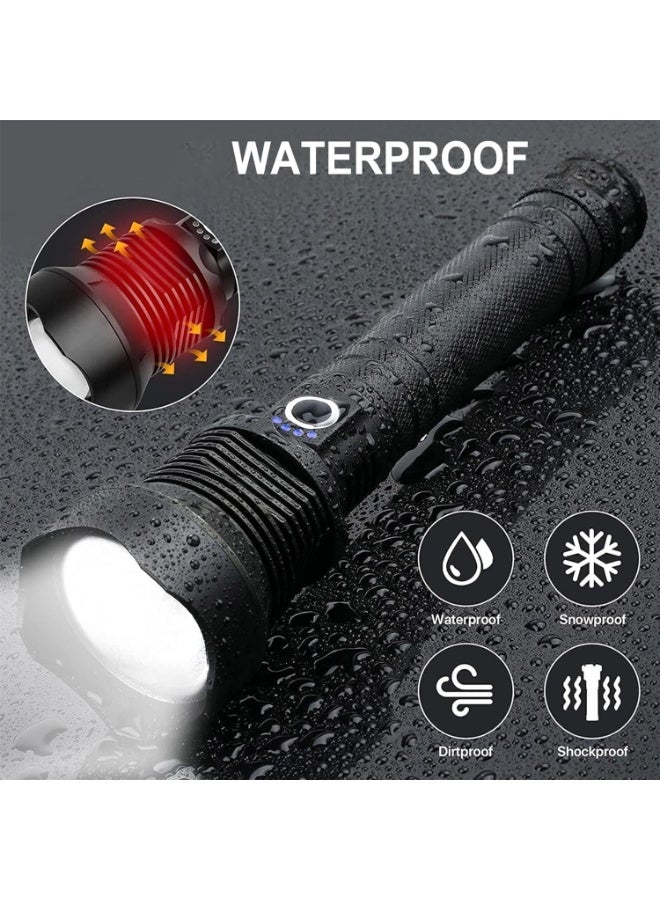 Bukela Rechargeable LED Flashlight, 990000 Lumens XHP90.2 Super Bright Tactical Flashlights with Zoomable 5 Modes Waterproof Flash Light for Camping Emergencies Outdoor Indoor - Image 4