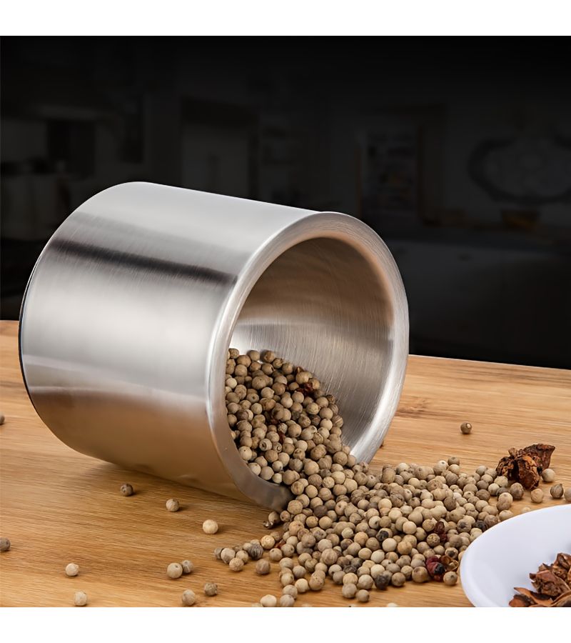 304 Stainless Steel Cylindrical Garlic Press Mortar Pestle Tool Set - Image 4