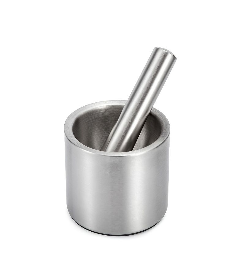 304 Stainless Steel Cylindrical Garlic Press Mortar Pestle Tool Set - Image 5