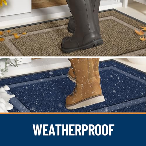 OLANLY Front Door Mat Indoor Outdoor Entrance, Waterproof All-Season, All-Weather Doormat, Sturdy Natural Rubber, Fade Resistant, Low Profile, Easy Clean Patio Porch Entryway Mat, 29.5x17, Brown - Image 4