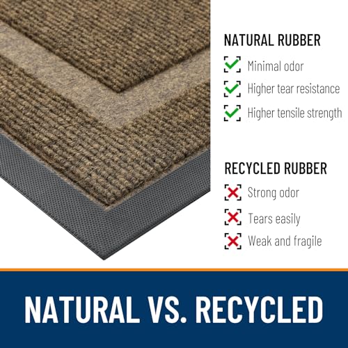 OLANLY Front Door Mat Indoor Outdoor Entrance, Waterproof All-Season, All-Weather Doormat, Sturdy Natural Rubber, Fade Resistant, Low Profile, Easy Clean Patio Porch Entryway Mat, 29.5x17, Brown - Image 5