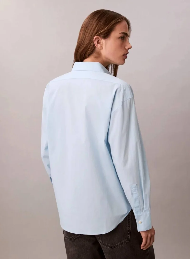 Calvin Klein Cool Blue Relaxed Poplin Stretch Shirt for Women | Best Price UAE