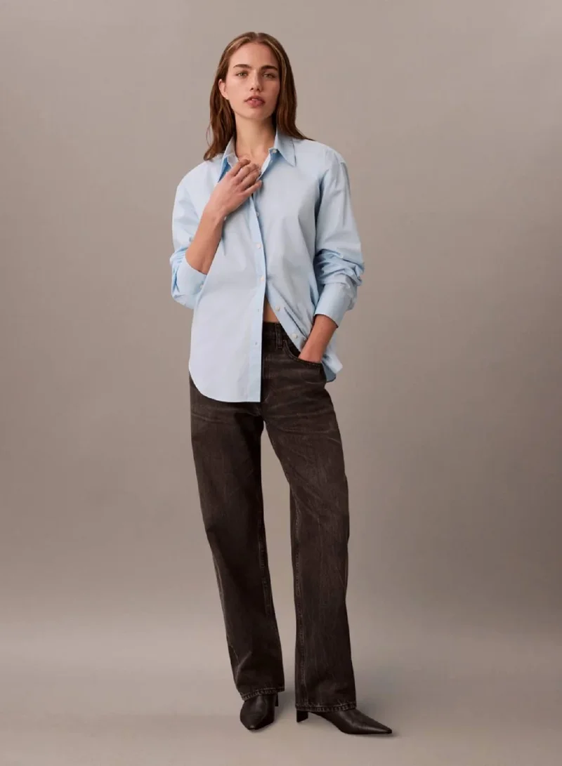 Calvin Klein Cool Blue Relaxed Poplin Stretch Shirt for Women | Best Price UAE