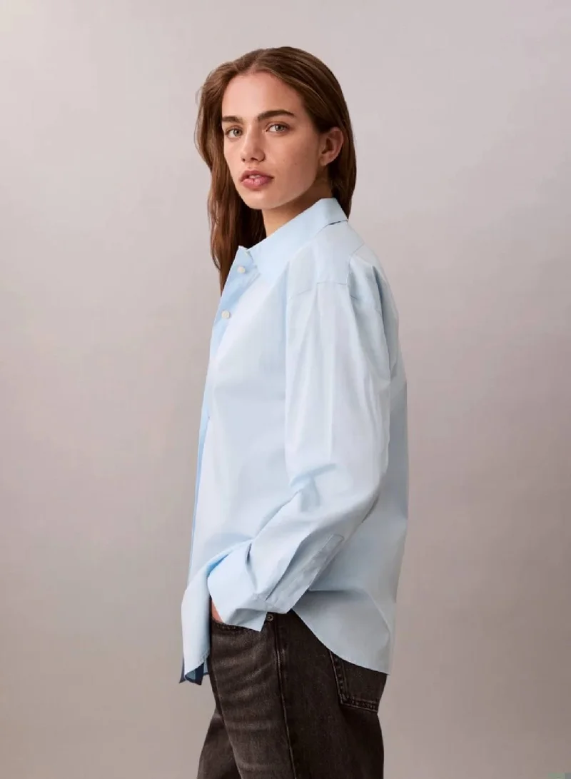 Calvin Klein Cool Blue Relaxed Poplin Stretch Shirt for Women | Best Price UAE