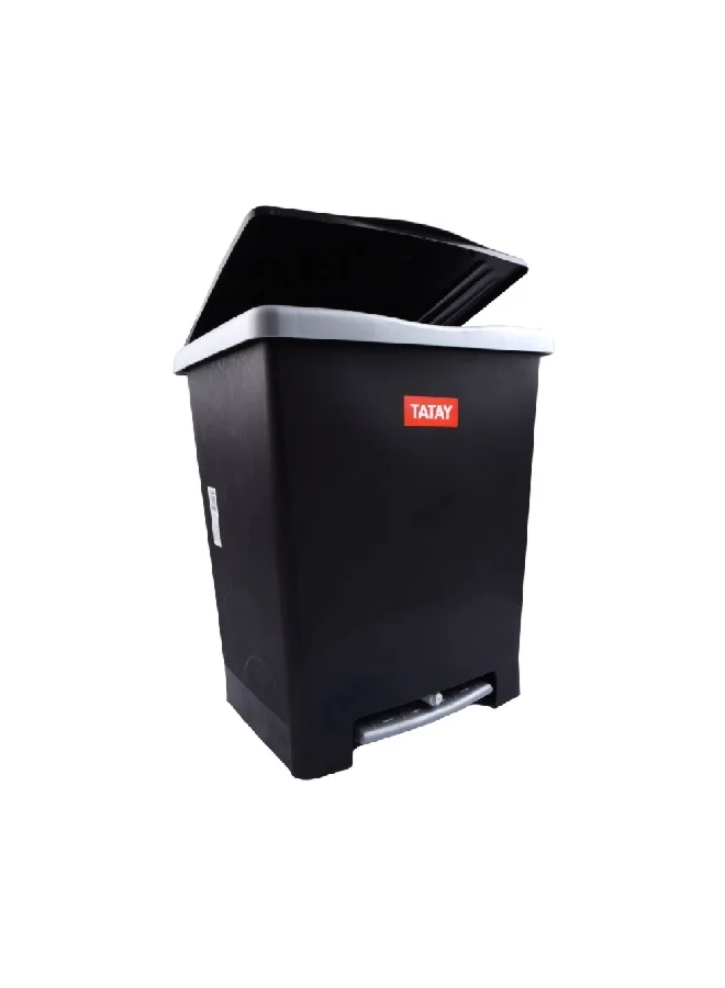 TATAY Millenium Rectangular Step-On Polished Pedal Bin Black 23 Liter 1101427