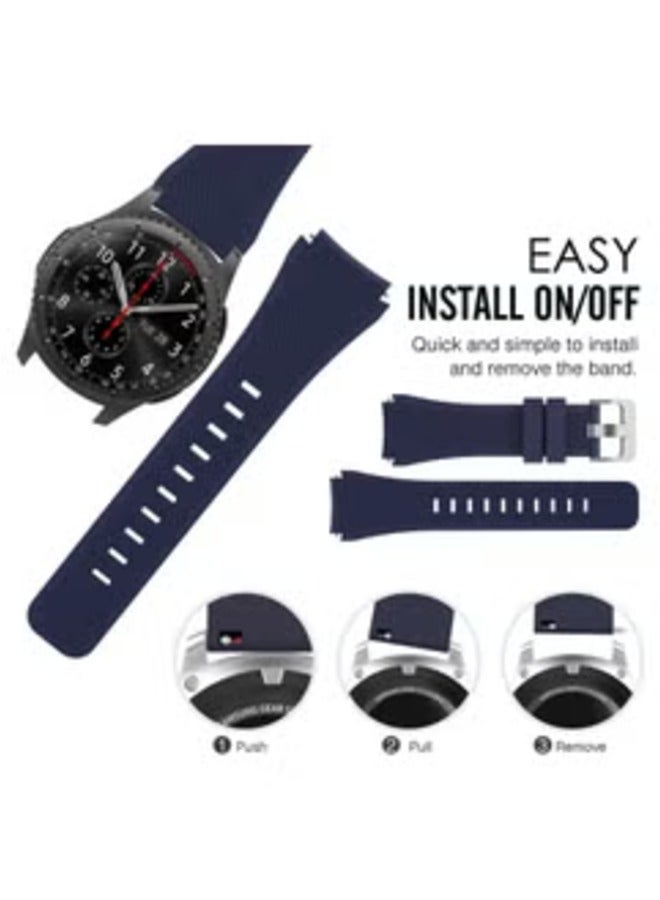 ELTRAZONE Navy Blue Elegant Smartwatch Band – Classic Replacement Strap for Samsung Gear S3 Frontier/Classic - Image 1