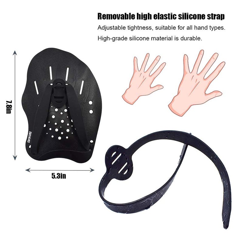 Vsidea Contoured Swim Hand Paddles with Silicone Ear Plugs and Nose Clip, Swim Paddles for Swimming Trainning Exercise - Image 2