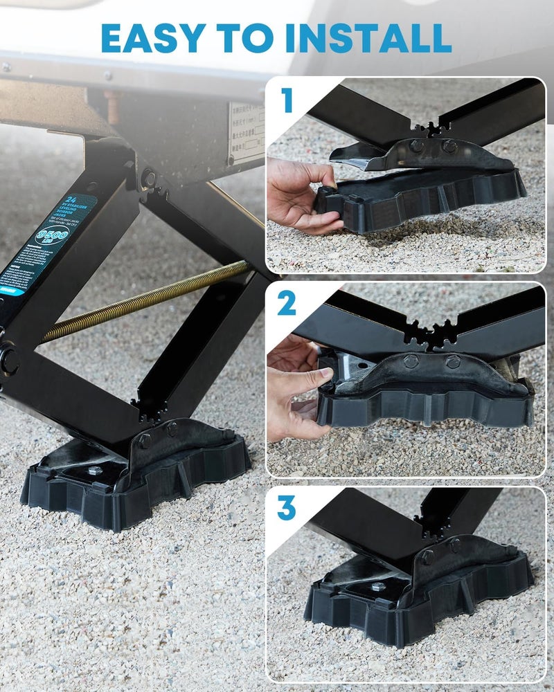 Kohree 2 Pack RV Stabilizer Jack Pads - Solid Rubber Protection Foot for Travel Trailers and Campers - Image 5